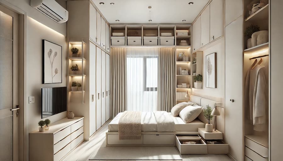 Mobilier pentru dormitor mic Depozitare