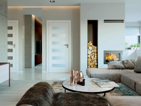 Model de usi interior cu geam